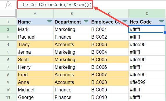 Cách lọc dữ liệu theo màu trong Google Sheets